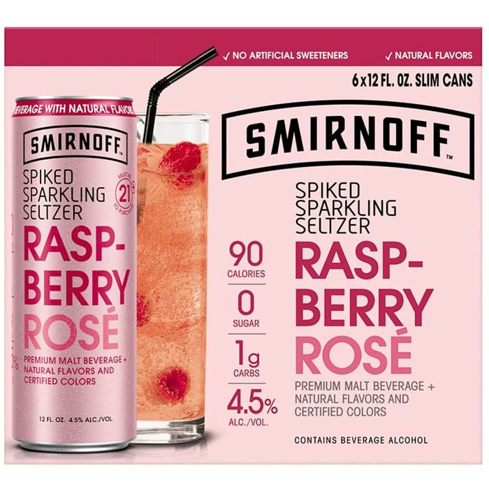 Smirnoff Spiked Seltzer Rasperry Rose 6 Pack